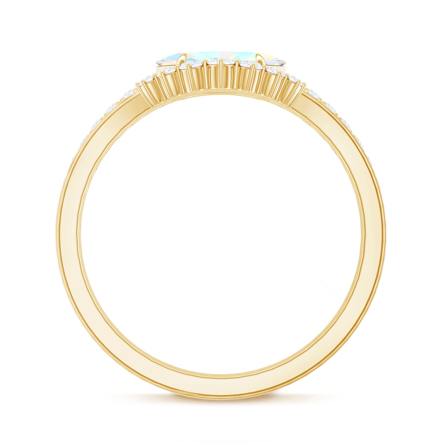 Natural Ethiopian Rainbow Opal Diamond East West Engagement Ring Wedding Band Set