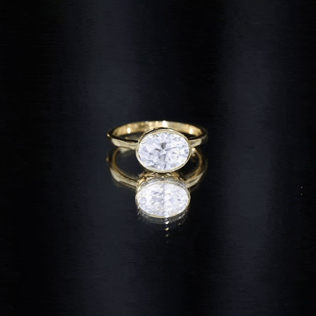 Certified 2 Carat Oval Moissanite East West Engagement Ring