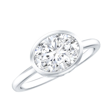 Certified 2 Carat Oval Moissanite East West Engagement Ring