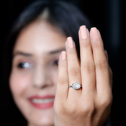 Certified 2 Carat Oval Moissanite East West Engagement Ring