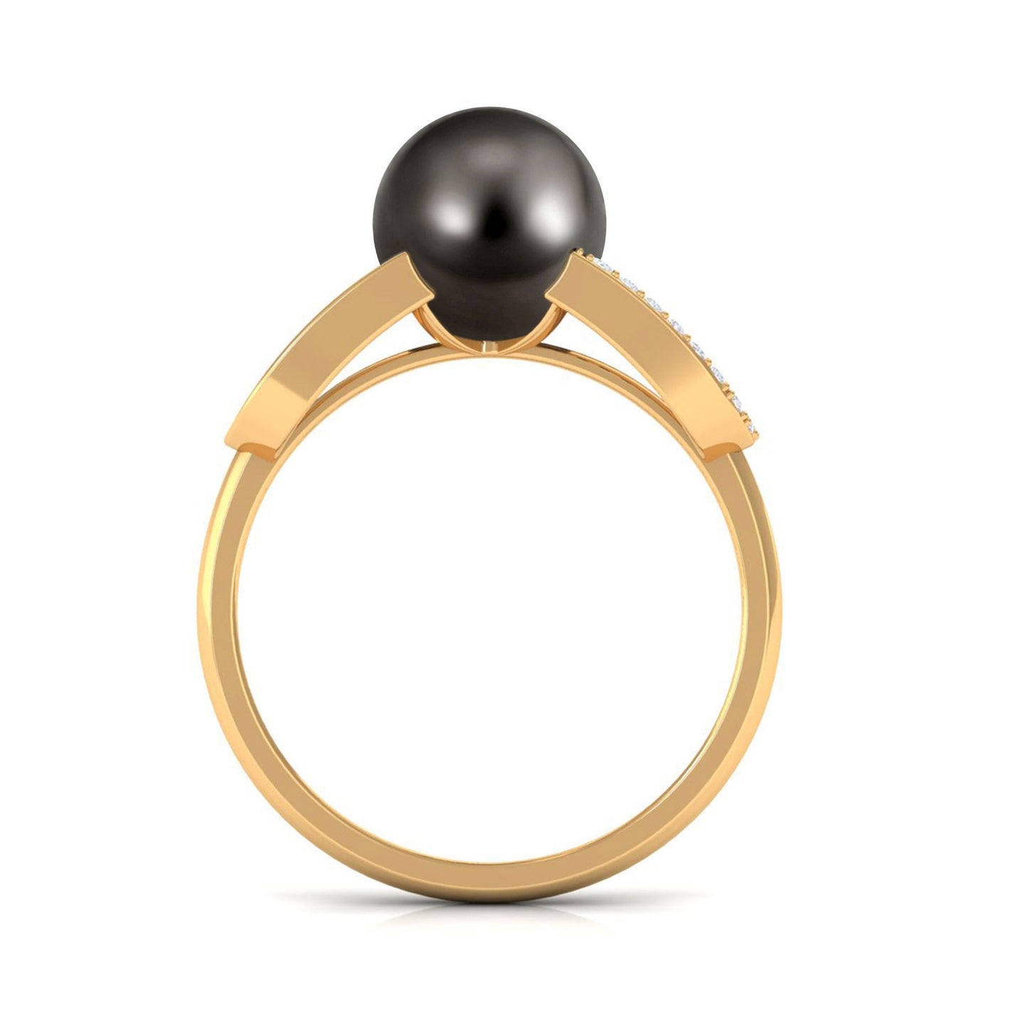 Split Shank Tahitian Pearl Solitaire Engagement Ring with Diamond