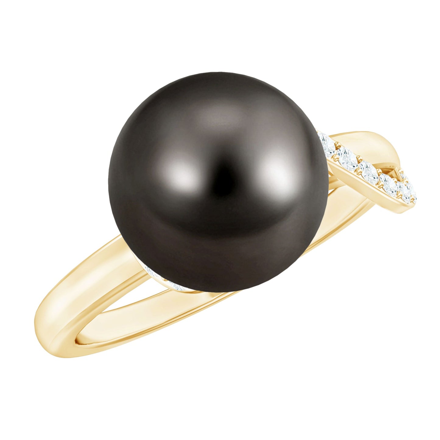 8 Carat Tahitian Pearl Solitaire Engagement Ring with Diamond