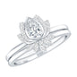Certified Moissanite Lotus Flower Bridal Ring Set