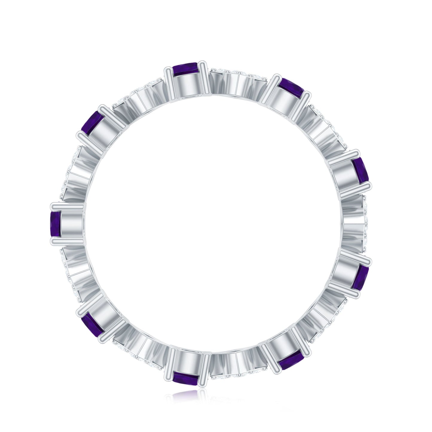 Natural Amethyst Diamond Eternity Ring for Women