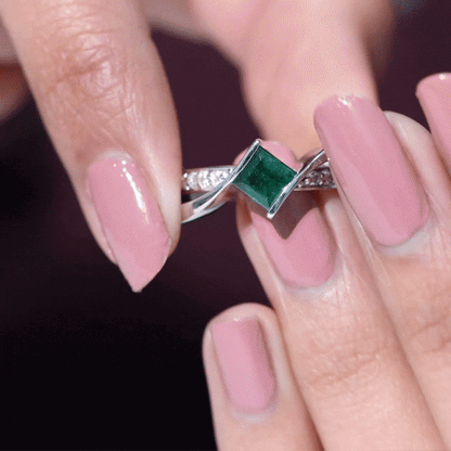 Certified Princess Cut Lab Grown Emerald Diamond Infinity Promise Ring