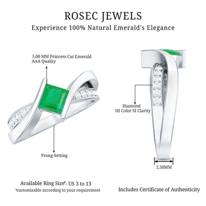Certified Princess Cut Lab Grown Emerald Diamond Infinity Promise Ring