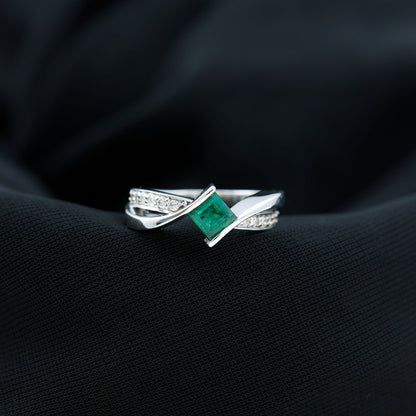 Certified Princess Cut Lab Grown Emerald Diamond Infinity Promise Ring