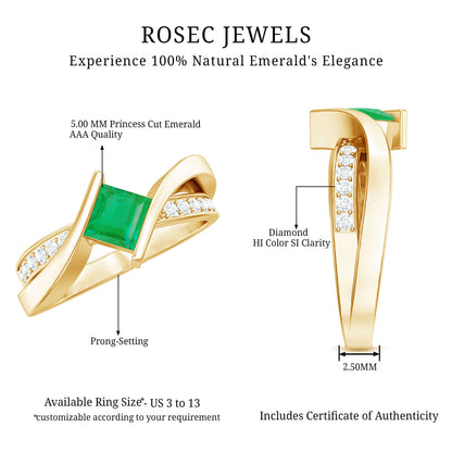 Certified Princess Cut Lab Grown Emerald Diamond Infinity Promise Ring