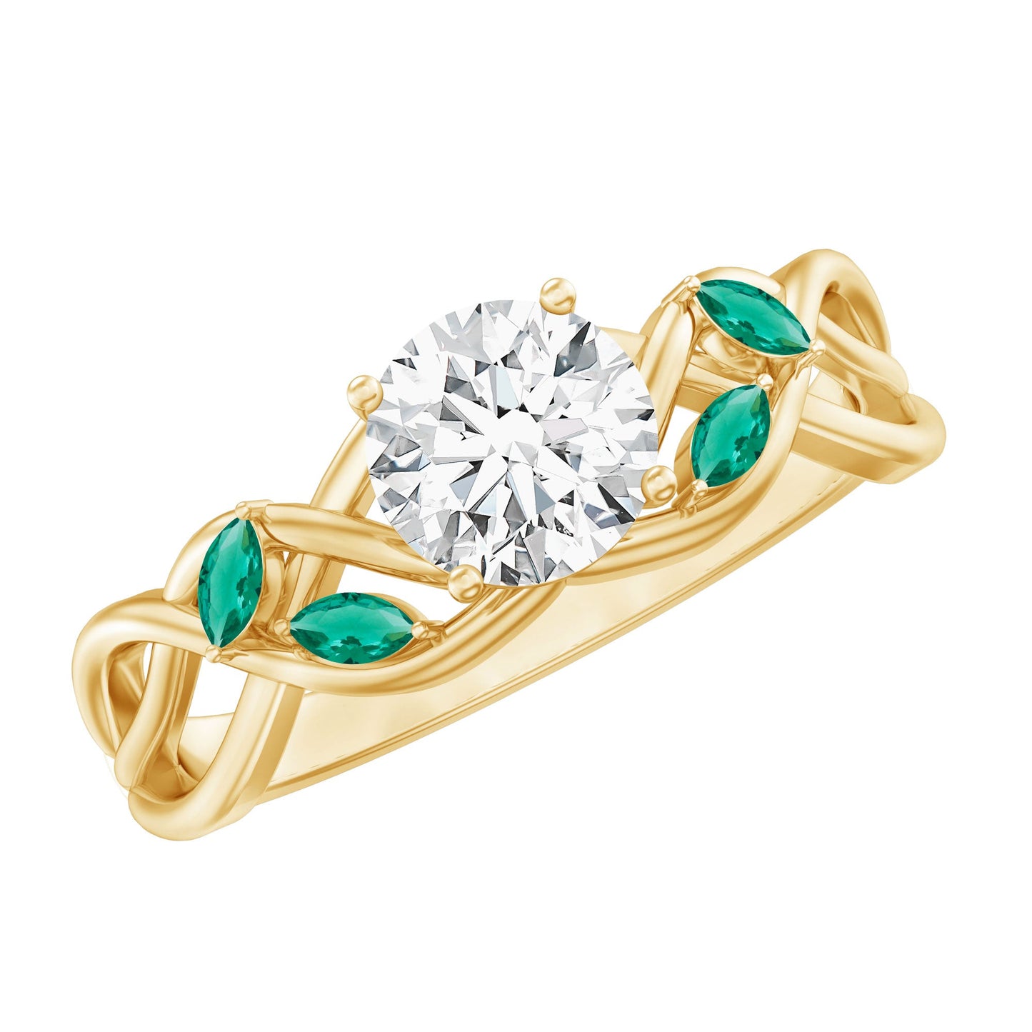 Lab Grown Diamond Engagement Ring With Emerald