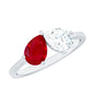 Certified Ruby and Diamond Toi Et Moi Promise Ring