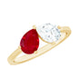 Certified Ruby and Diamond Toi Et Moi Promise Ring