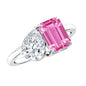 Lab Created Pink Sapphire and Moissanite Toi Et Moi Engagement Ring for Women