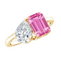 Lab Created Pink Sapphire and Moissanite Toi Et Moi Engagement Ring for Women