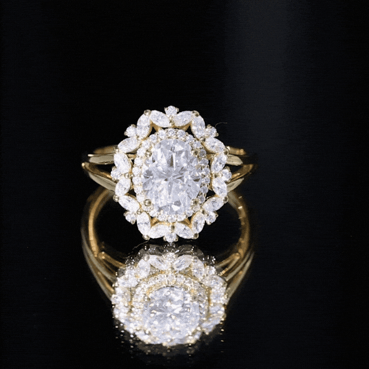 Certified Oval Cut Lab Diamond Statement Engagement Ring