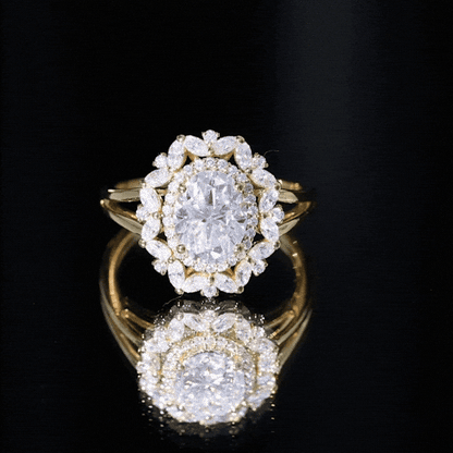 Certified Oval Cut Lab Diamond Statement Engagement Ring