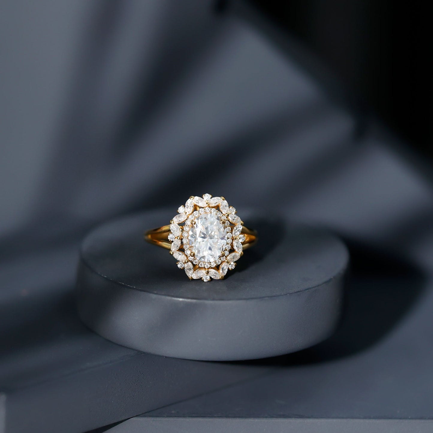Certified Oval Cut Lab Diamond Statement Engagement Ring