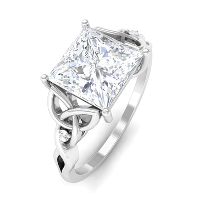 3 Carat Princess Cut Moissanite Solitaire Engagement Celtic Ring