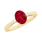 Classic Lab Grown Ruby Oval Engagement Ring With Diamond