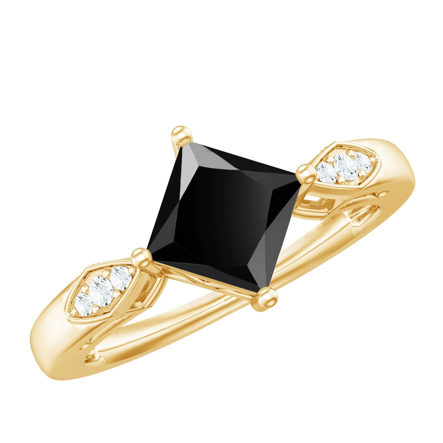 Certified 1 Carat Princess Cut Lab Grown Black and White Diamond Engagement Ring