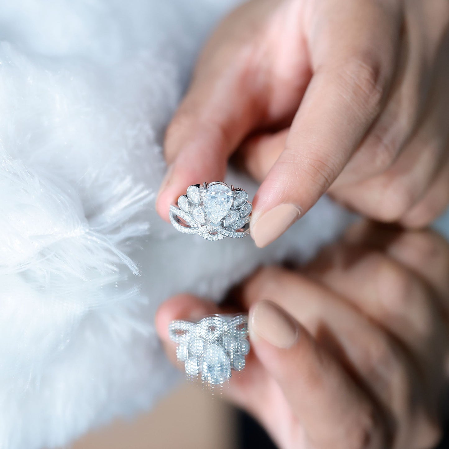 Certified Moissanite Designer Crown Engagement Ring