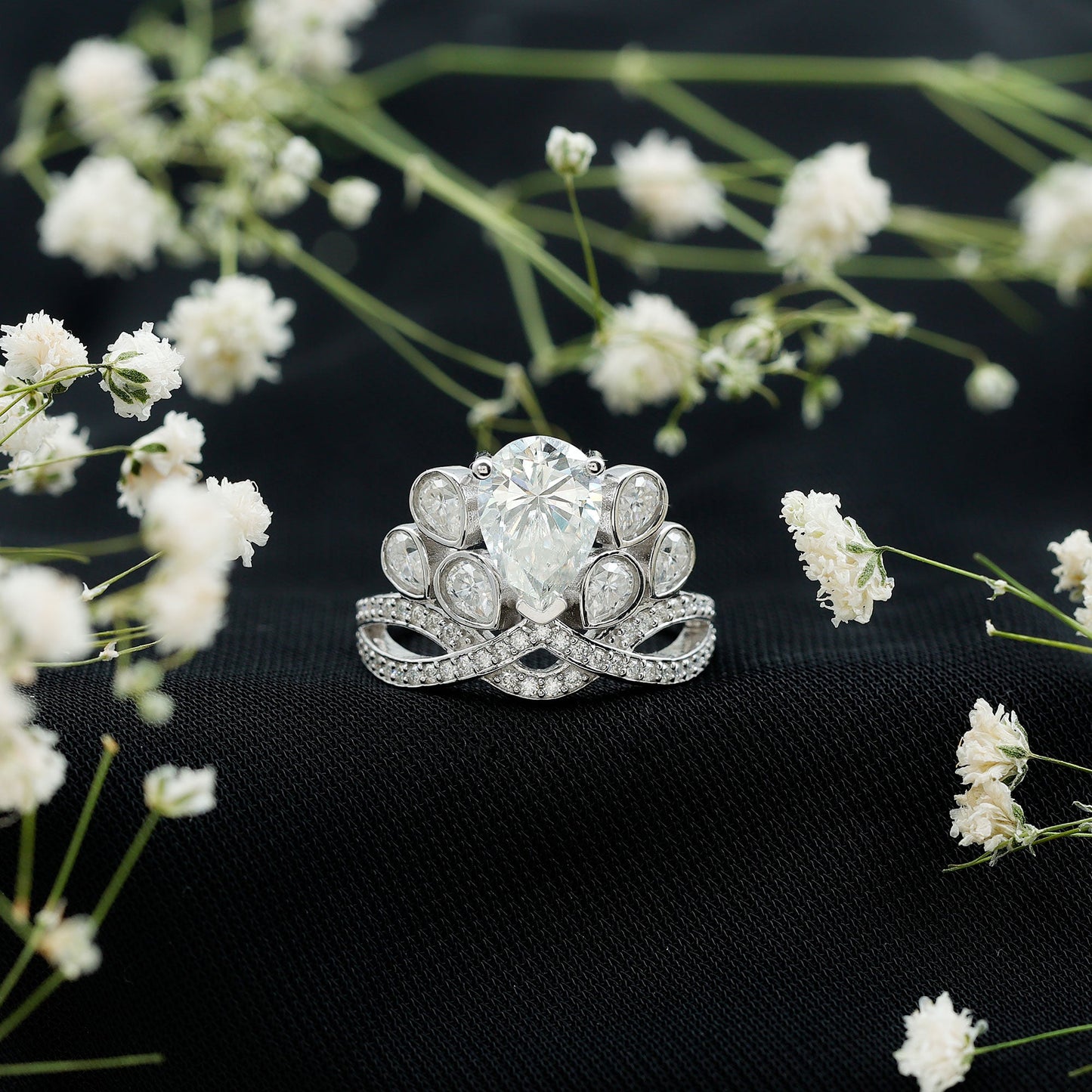 Certified Moissanite Designer Crown Engagement Ring