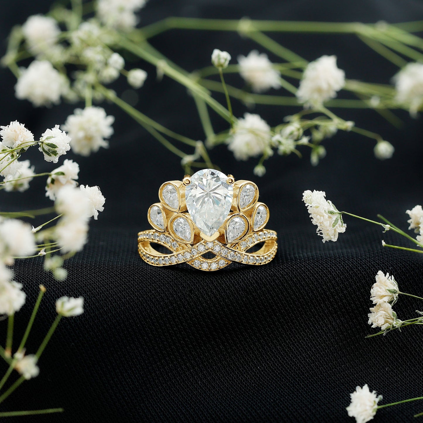 Certified Moissanite Designer Crown Engagement Ring