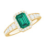 Certified Emerald Cut Lab Grown Emerald Vintage Engagement Ring with Diamond
