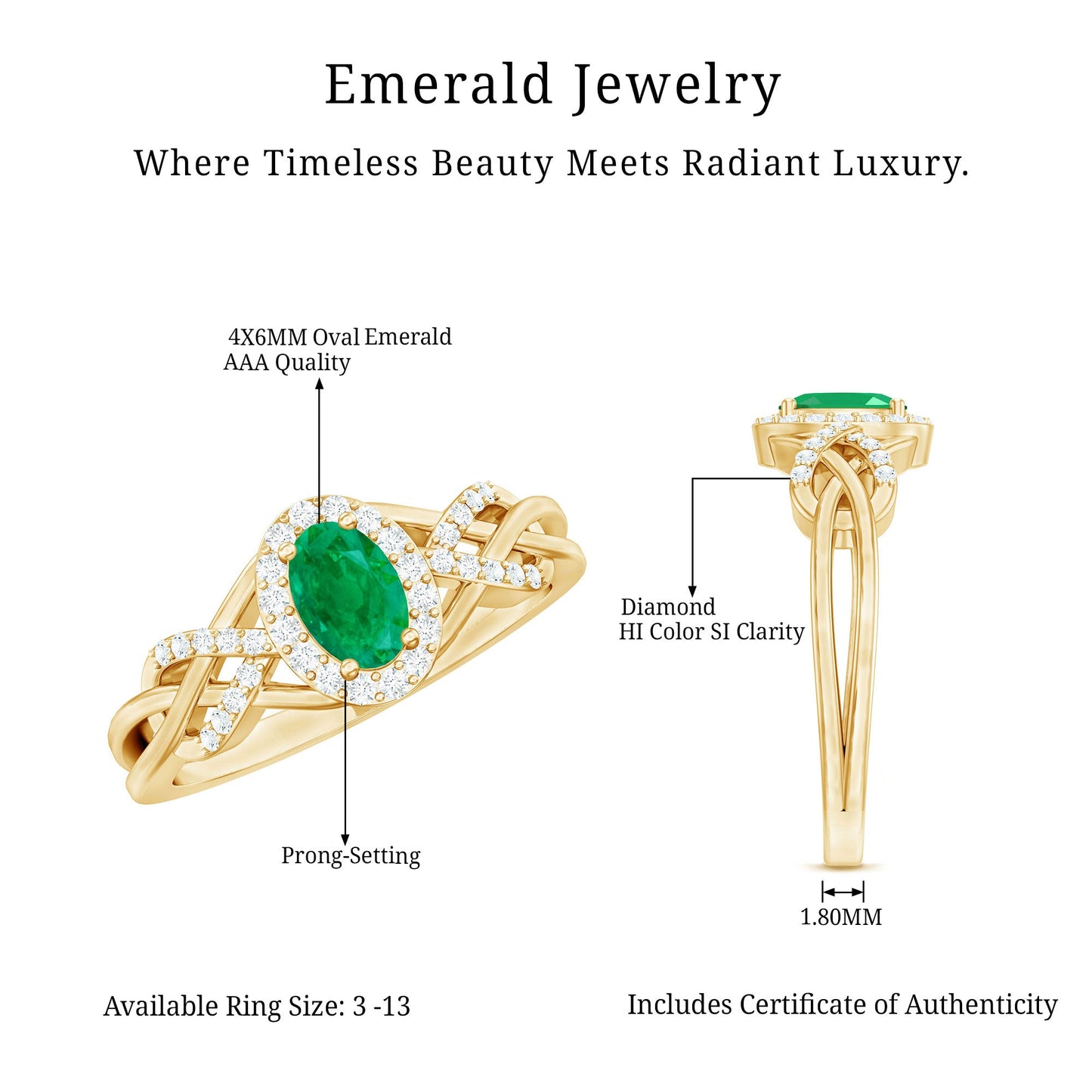 Designer Emerald Oval Engagement Ring with Diamond Halo