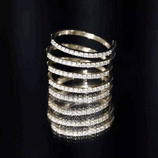 Certified Moissanite Spiral Wrap Ring