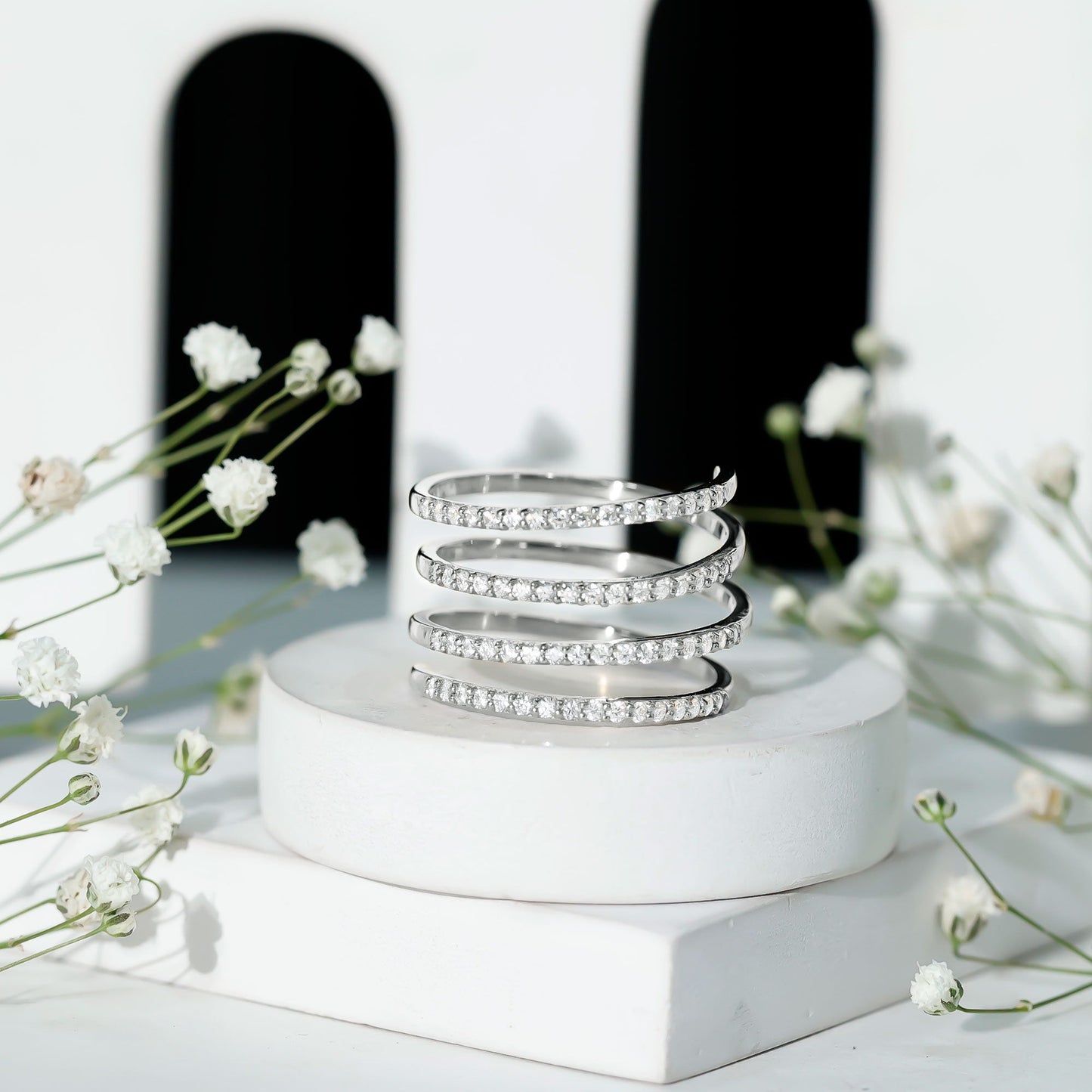 Certified Moissanite Spiral Wrap Ring