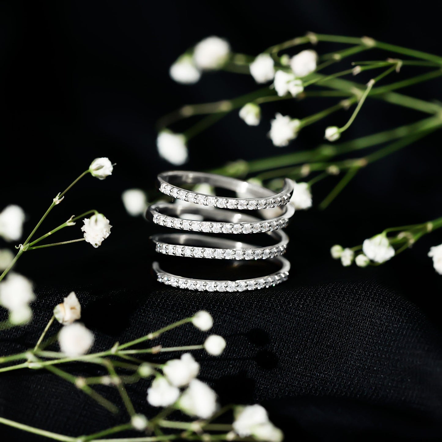 Certified Moissanite Spiral Wrap Ring