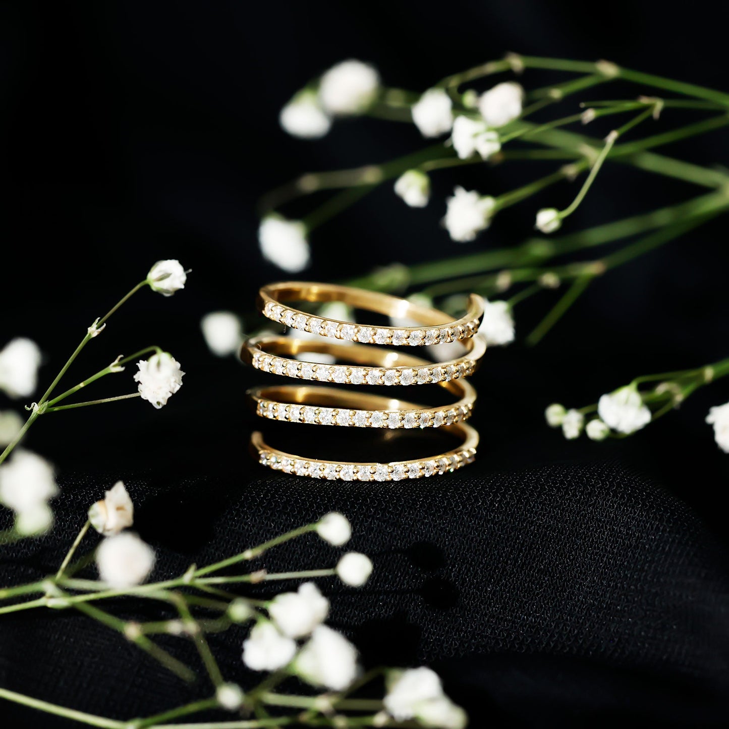 Certified Moissanite Spiral Wrap Ring
