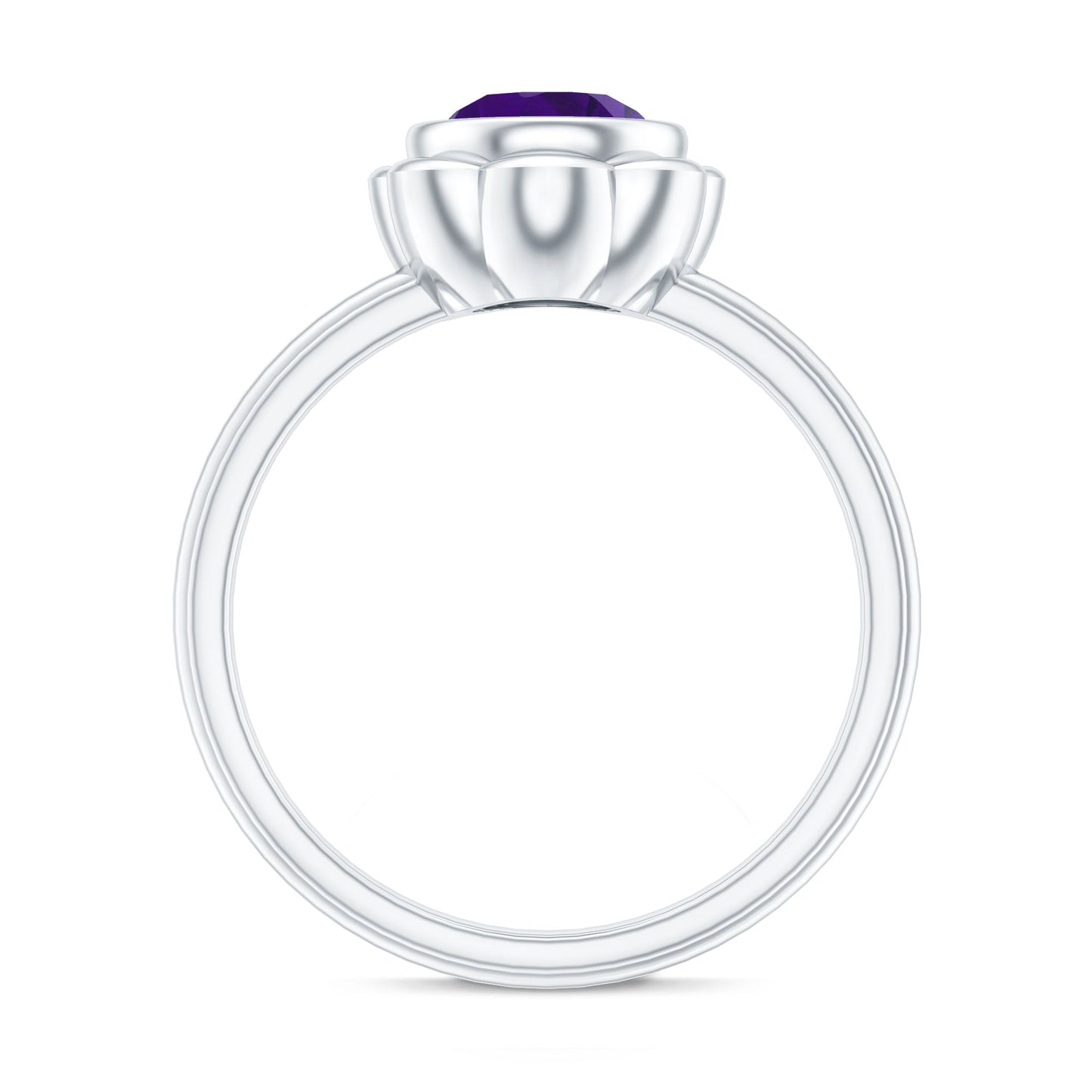 1.2 Carat Amethyst Engagement Ring in Bezel Setting