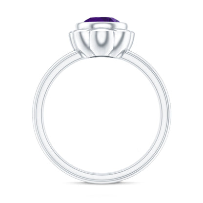 1.2 Carat Amethyst Engagement Ring in Bezel Setting