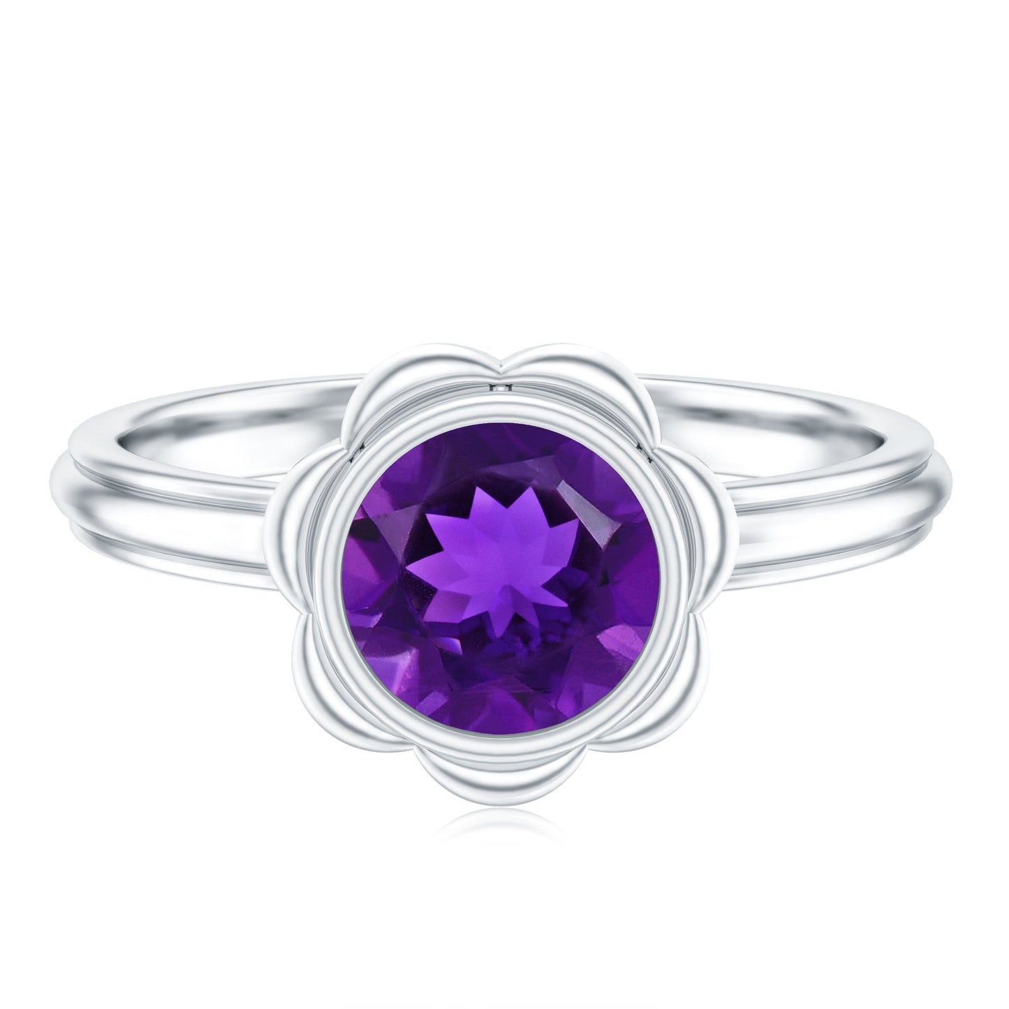 1.2 Carat Amethyst Engagement Ring in Bezel Setting