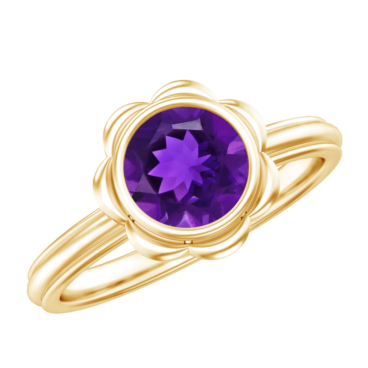 1.2 Carat Amethyst Engagement Ring in Bezel Setting