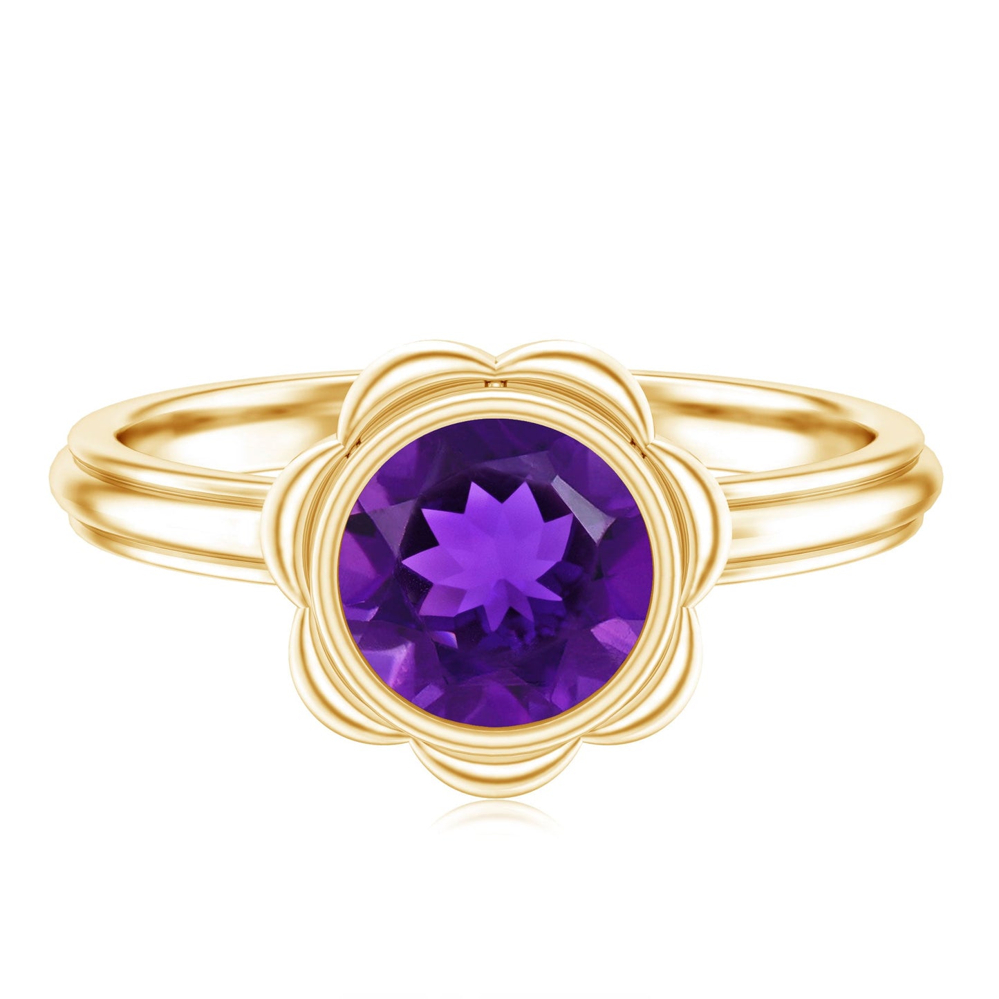 1.2 Carat Amethyst Engagement Ring in Bezel Setting
