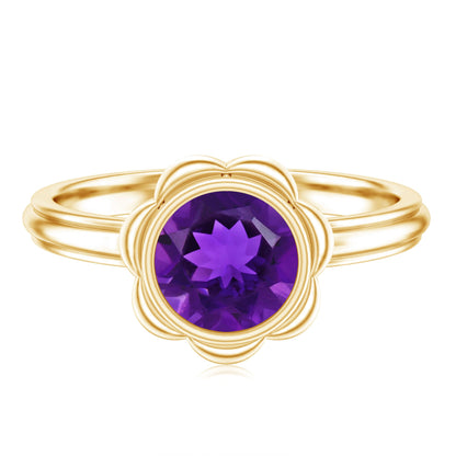 1.2 Carat Amethyst Engagement Ring in Bezel Setting