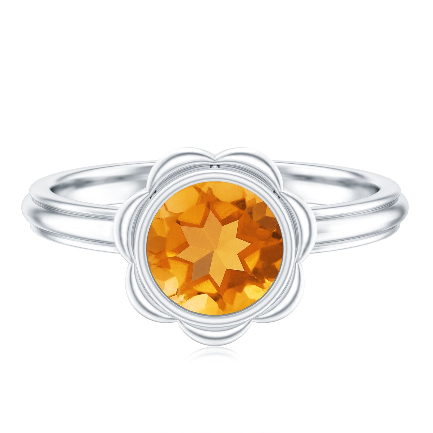 1.2 Carat Citrine Solitaire Engagement Ring in Bezel Setting