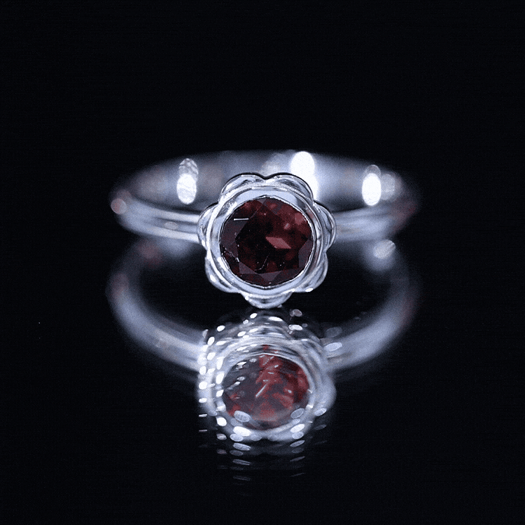 1.7 Carat Round Cut Garnet Flower Engagement Ring for Women