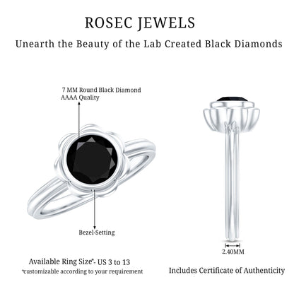 1.6 Carat Lab Grown Black Diamond Flower Engagement Ring
