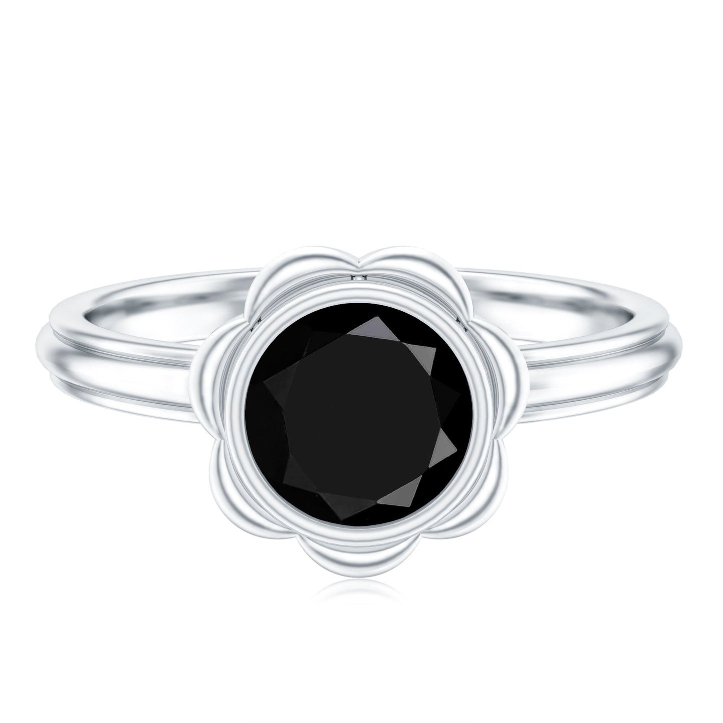 1.6 Carat Lab Grown Black Diamond Flower Engagement Ring