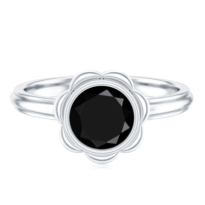1.6 Carat Lab Grown Black Diamond Flower Engagement Ring