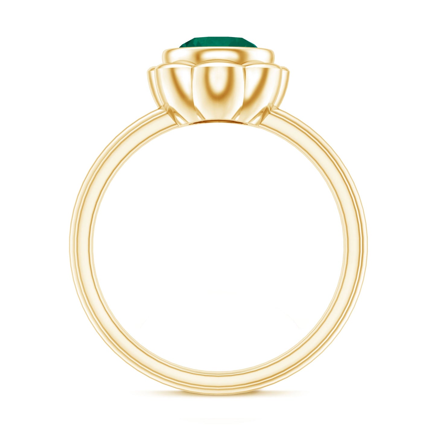 Bezel Set Lab Created Emerald Solitaire Engagement Ring