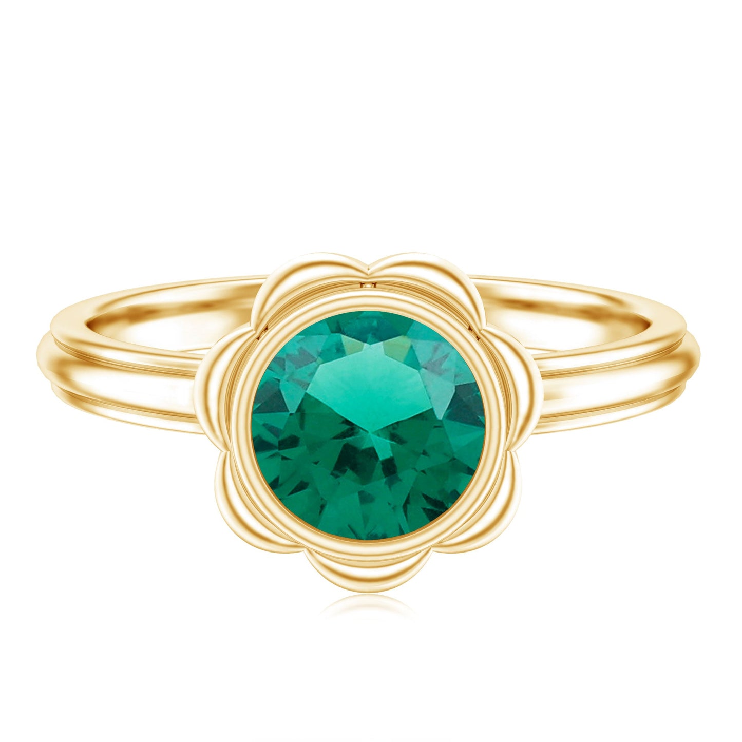 Bezel Set Lab Created Emerald Solitaire Engagement Ring