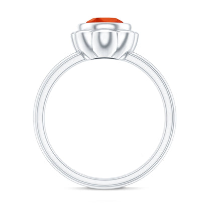 1.6 Carat Lab Grown Orange Sapphire Bezel Set Engagement Ring