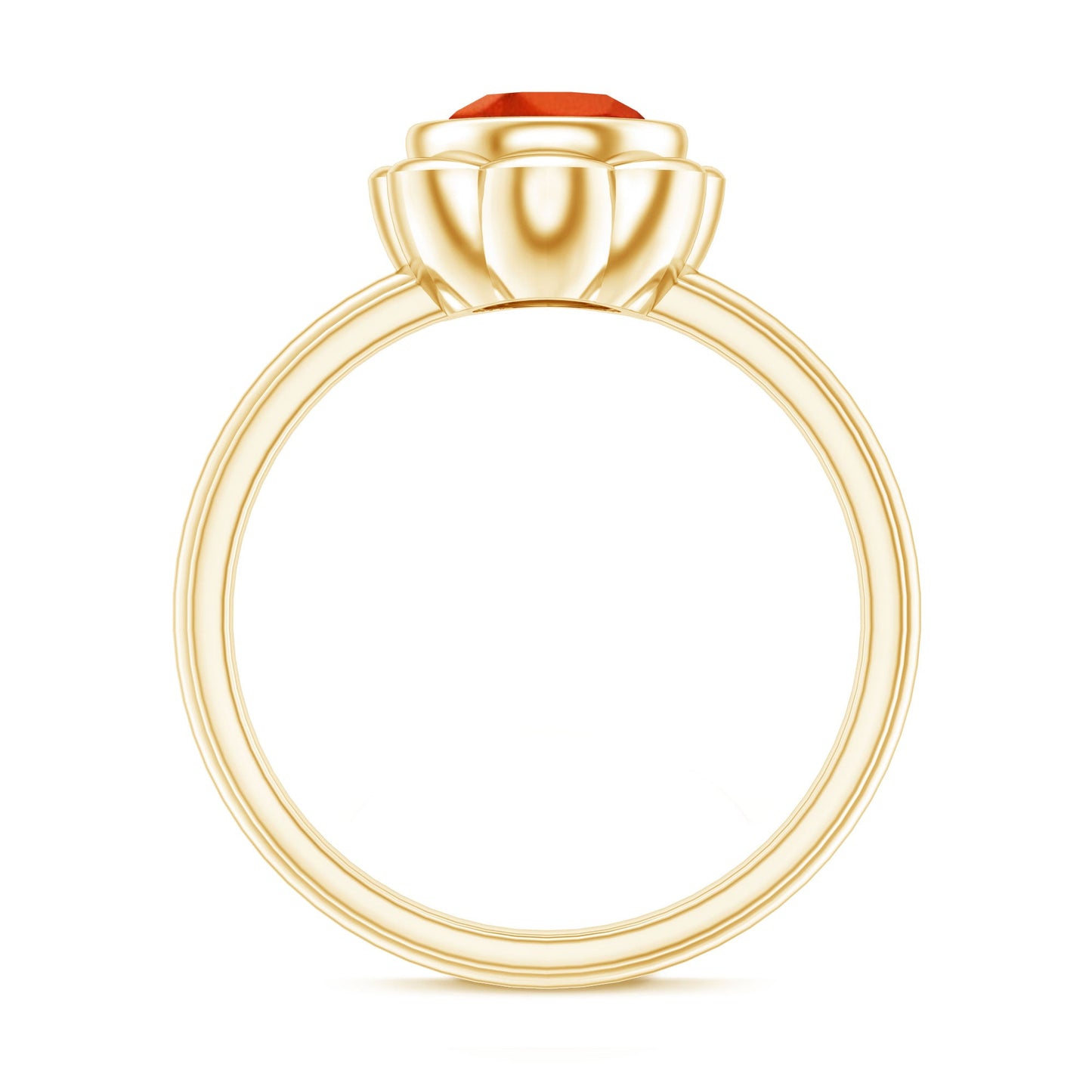 1.6 Carat Lab Grown Orange Sapphire Bezel Set Engagement Ring