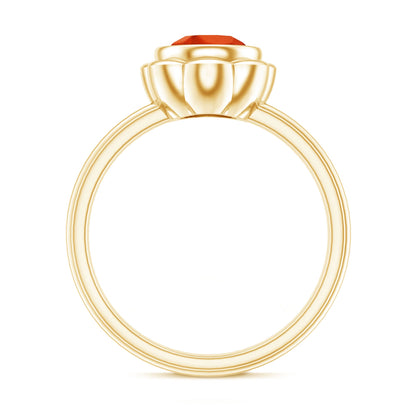 1.6 Carat Lab Grown Orange Sapphire Bezel Set Engagement Ring