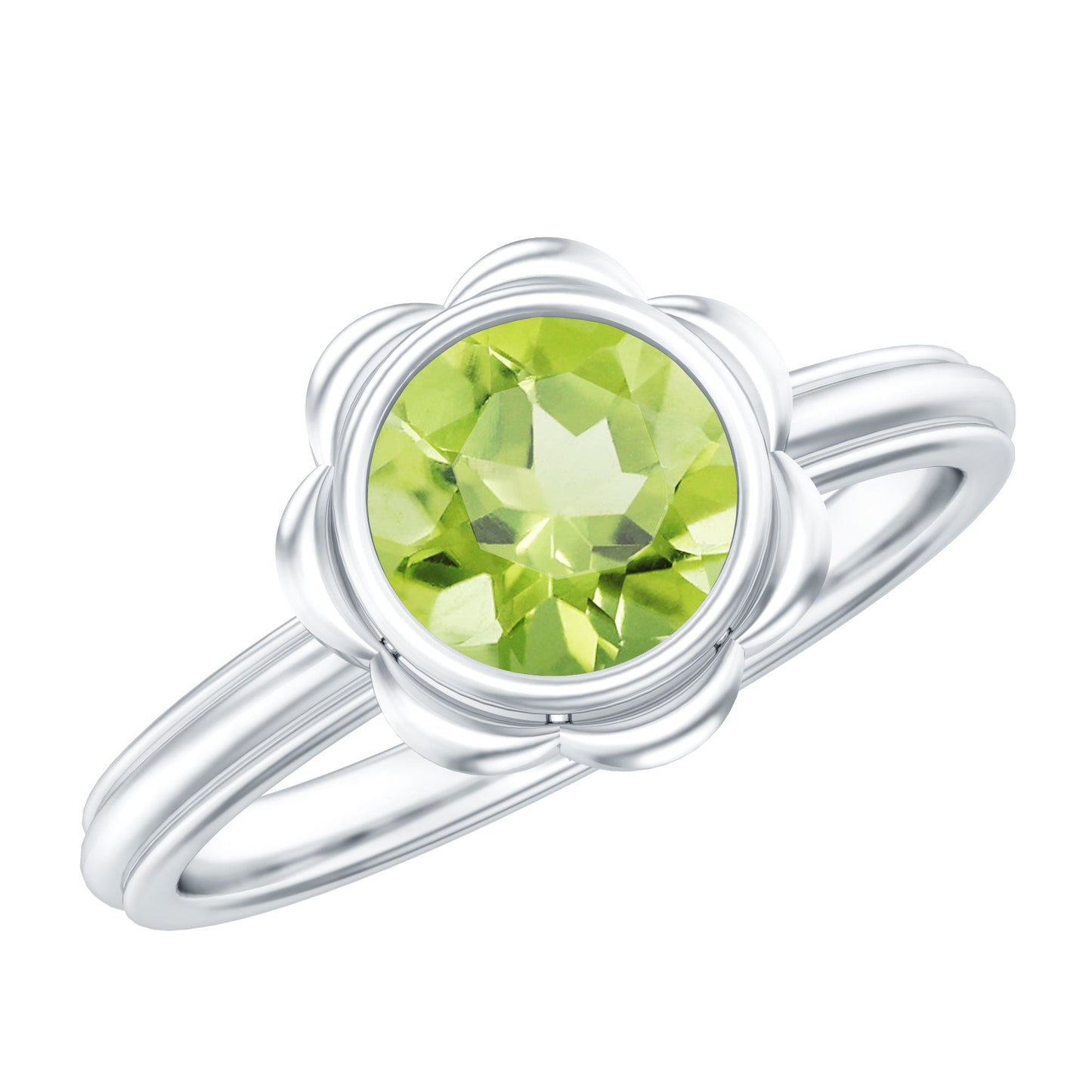 Bezel Set 1.2 Carat Peridot Engagement Ring for Women
