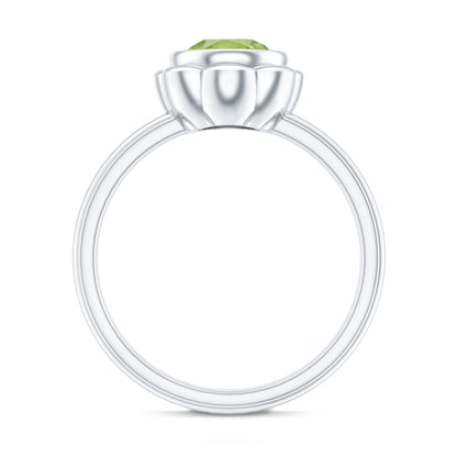Bezel Set 1.2 Carat Peridot Engagement Ring for Women